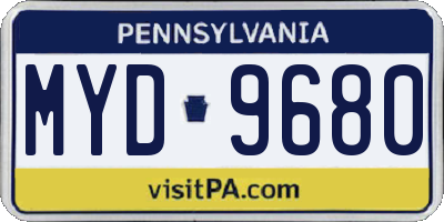 PA license plate MYD9680