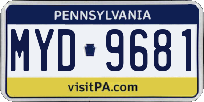 PA license plate MYD9681