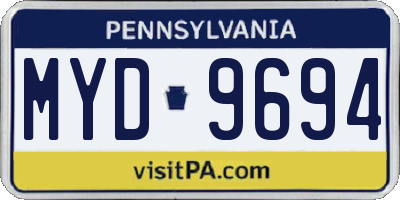 PA license plate MYD9694