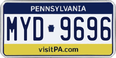 PA license plate MYD9696