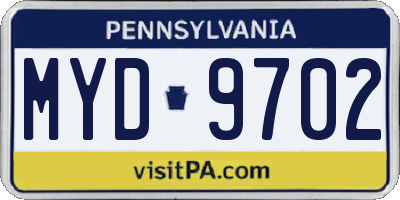 PA license plate MYD9702