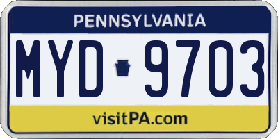 PA license plate MYD9703