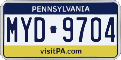 PA license plate MYD9704
