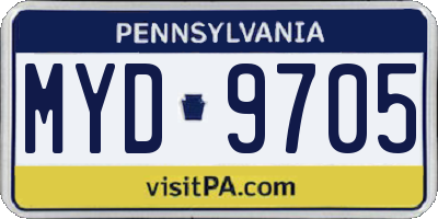 PA license plate MYD9705