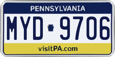 PA license plate MYD9706