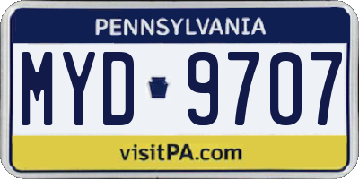 PA license plate MYD9707