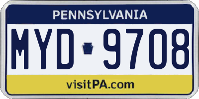 PA license plate MYD9708
