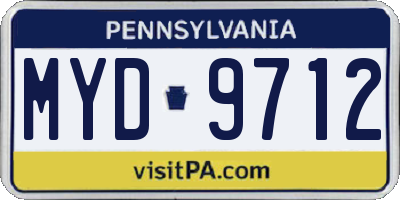 PA license plate MYD9712