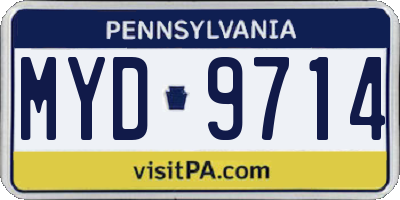 PA license plate MYD9714