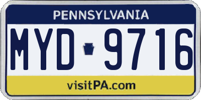 PA license plate MYD9716