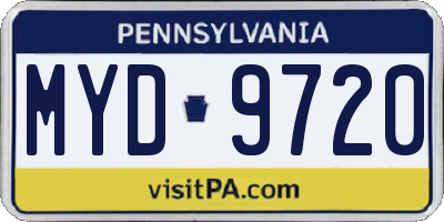 PA license plate MYD9720