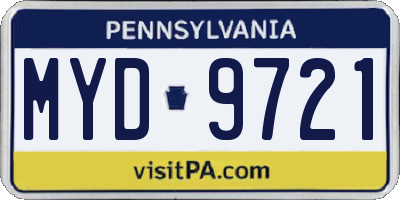 PA license plate MYD9721