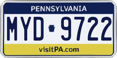 PA license plate MYD9722