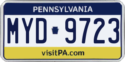 PA license plate MYD9723