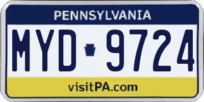 PA license plate MYD9724