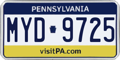 PA license plate MYD9725