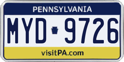 PA license plate MYD9726
