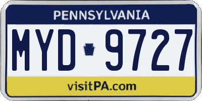 PA license plate MYD9727