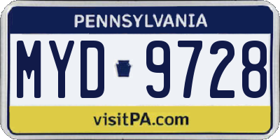 PA license plate MYD9728