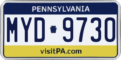 PA license plate MYD9730