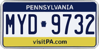 PA license plate MYD9732