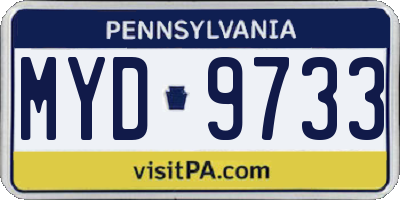PA license plate MYD9733