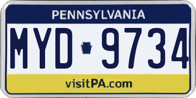 PA license plate MYD9734
