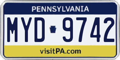 PA license plate MYD9742