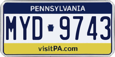 PA license plate MYD9743