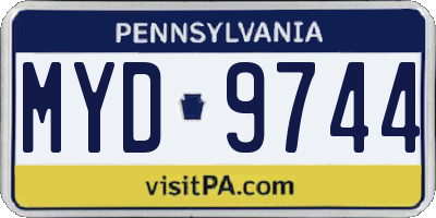 PA license plate MYD9744