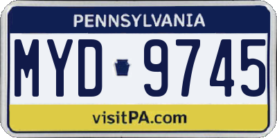 PA license plate MYD9745