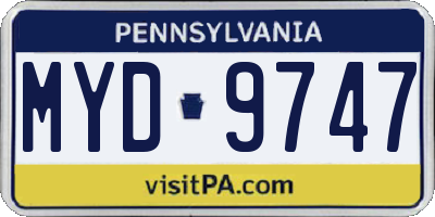 PA license plate MYD9747