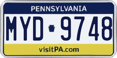 PA license plate MYD9748