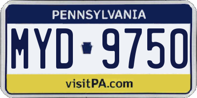 PA license plate MYD9750