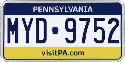 PA license plate MYD9752