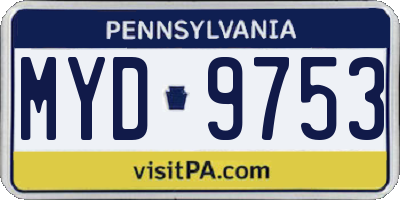 PA license plate MYD9753