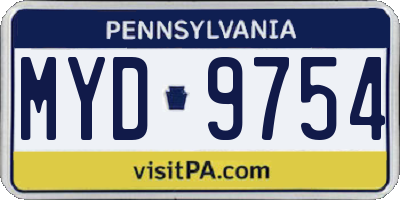 PA license plate MYD9754