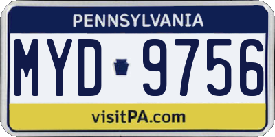 PA license plate MYD9756