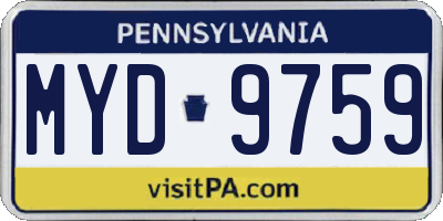 PA license plate MYD9759