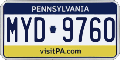 PA license plate MYD9760
