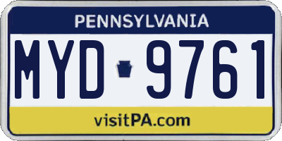 PA license plate MYD9761