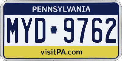 PA license plate MYD9762