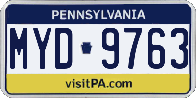 PA license plate MYD9763
