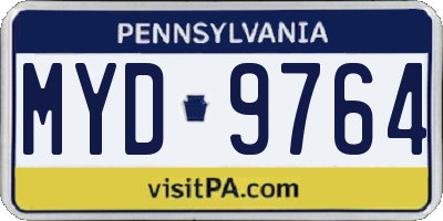 PA license plate MYD9764