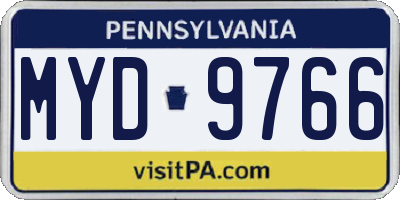 PA license plate MYD9766