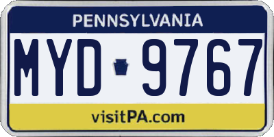 PA license plate MYD9767