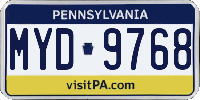 PA license plate MYD9768