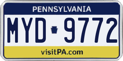 PA license plate MYD9772