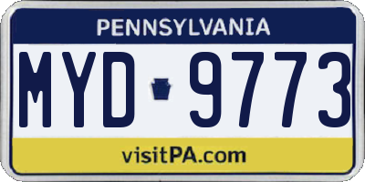 PA license plate MYD9773