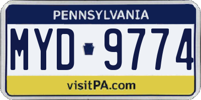 PA license plate MYD9774